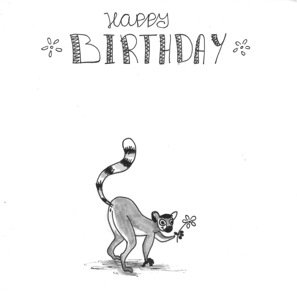 Happy Birthday Card, handdrawn.